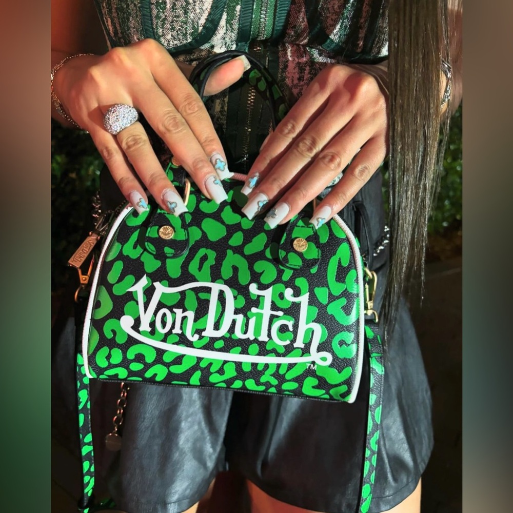 Von Dutch Lime Cheetah Bowling Bag